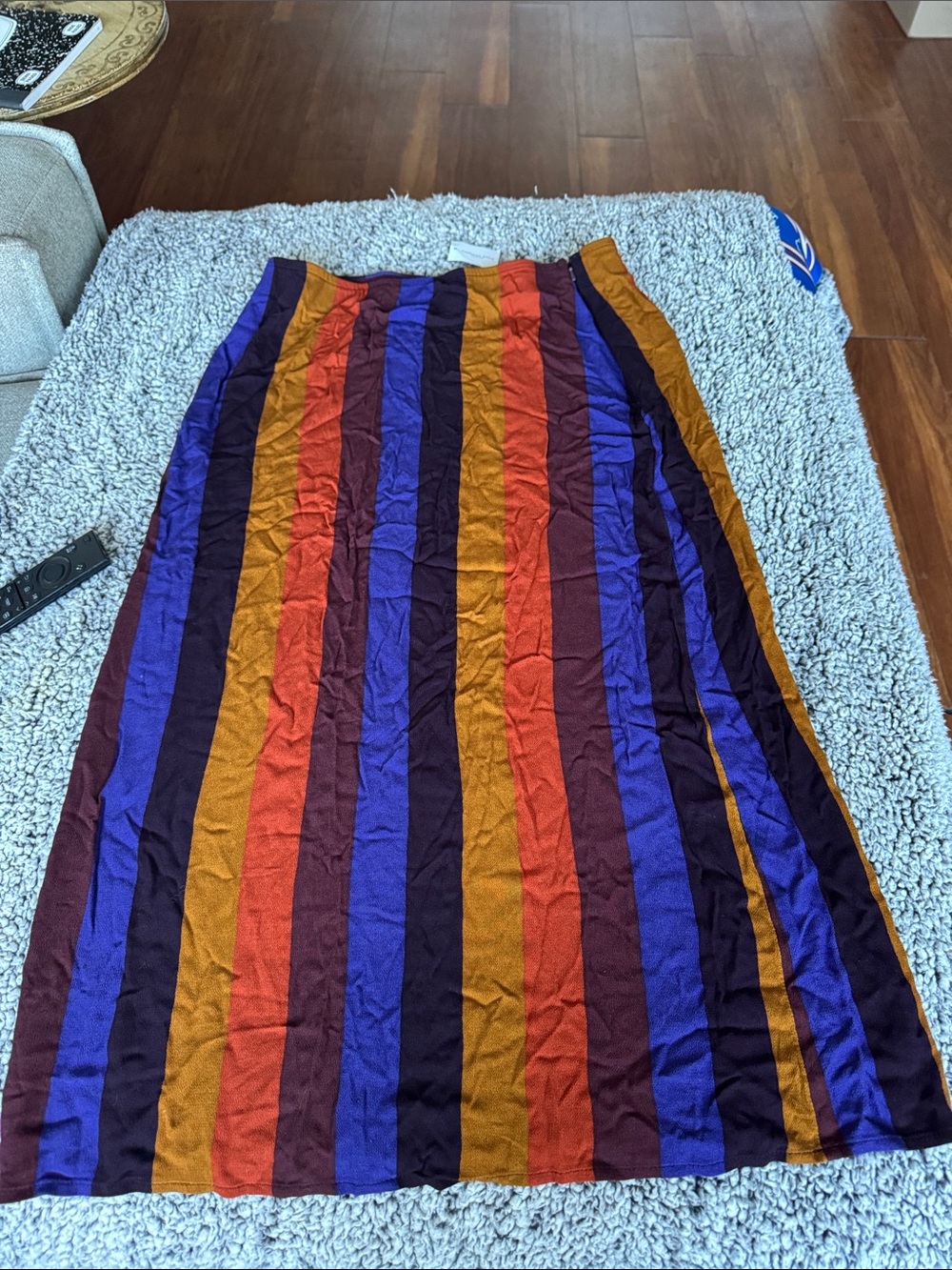 Striped Maxi Skirt in Blue, Burgundy, Mustard, Orange